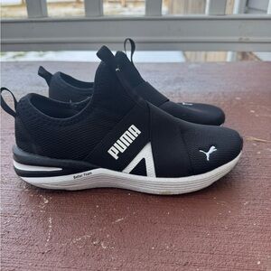PUMA Black and White Slip-On Shoes 6.5